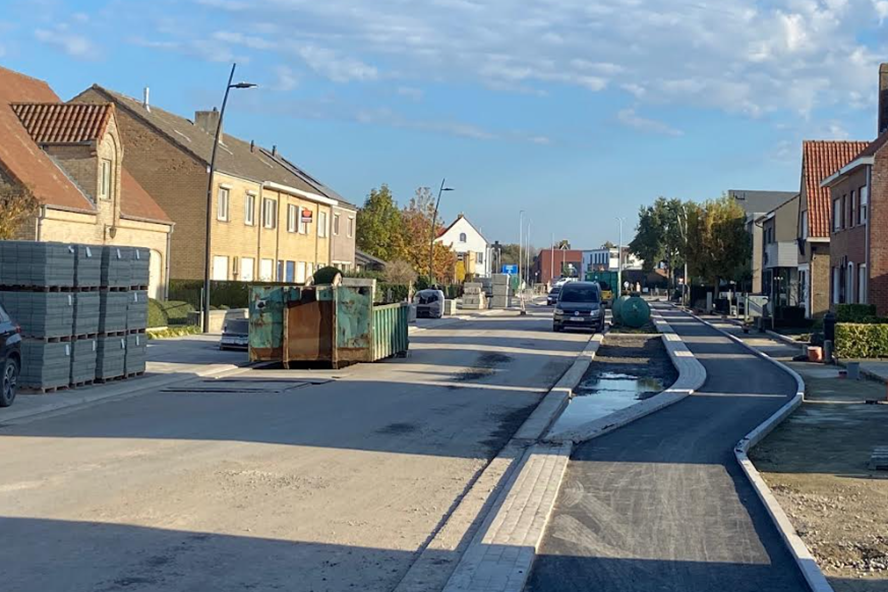 Foto van de voortgang van de werken in de Groenestraat