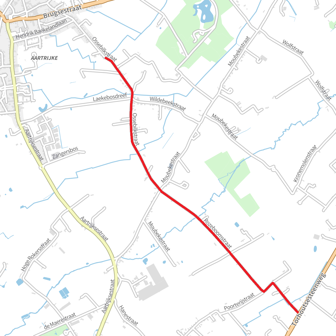 Kaartje met aanduiding fase 4 werken Ossebilkstraat en Rozeboomstraat